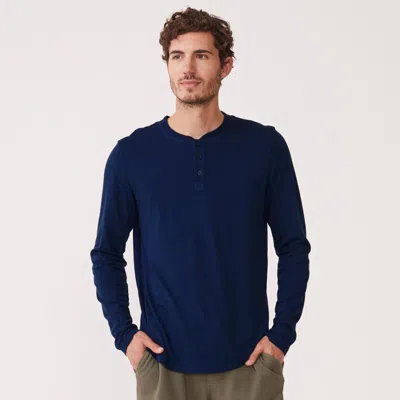 Monrow Archives Long Sleeve Henley In Navy Blue