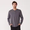 Monrow Archives Long Sleeve Henley In Vintage Black