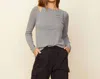 Monrow Asymmetric Long Sleeve Top In Grey