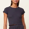 Monrow Baby Thermal Fitted Cap Sleeve Tee In Faded Black