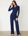 Monrow Baby Thermal Wide Leg Pant In Navy