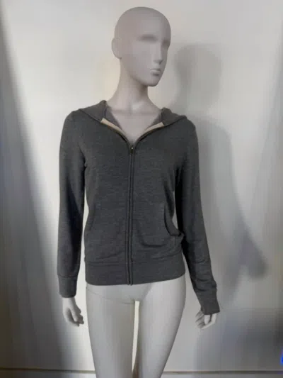 Monrow Baby Thermal Zip Up Hoody In Heather Grey In Gray