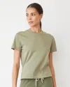 Monrow Basic Crew Neck Tee In Army