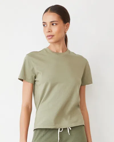 Monrow Basic Crew Neck Tee In Army