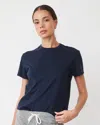 Monrow Basic Crew Neck Tee In Blue Black