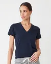 Monrow Basic V Neck In Blue Black