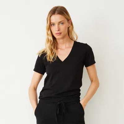 Monrow Short Sleeve Maternity Dress In Navy In Black