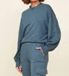 Monrow Blouson Sleeve Sweatshirt In Stone Green In Multi
