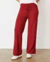 Monrow Boucle Knit Crop Straight Leg Pant In Maroon