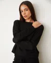 Monrow Boucle Knit Mesh Mixed Sweater In Black