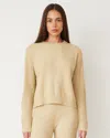 Monrow Boucle Knit Mesh Mixed Sweater In Sand