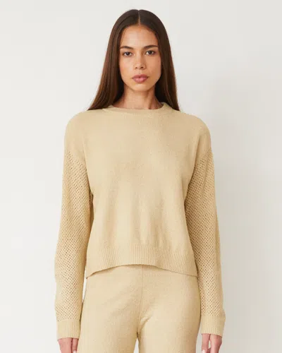 Monrow Boucle Knit Mesh Mixed Sweater In Sand