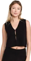 Monrow Boucle Knit Vest Black In Black