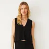 Monrow Boucle Knit Vest Black In Black