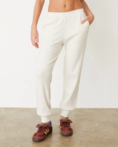 Monrow Brushed Rib Cuff Sweat In Natural