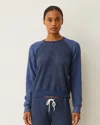 Monrow Brushed Thermal Color Block Raglan In True Navy