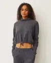 Monrow Brushed Thermal Drawcord Waist Sweatshirt In Vintage Black