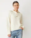 Monrow Cable Knit Polo Sweater In Ivory