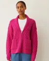 Monrow Cable Knit Zip Cardigan In Fuchsia