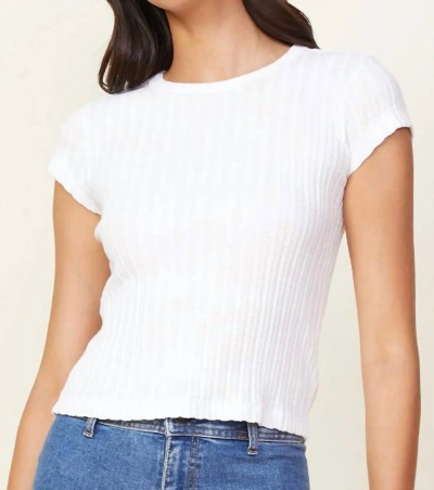 Monrow Cable Rib Mini Tee In Coconut In White