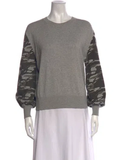 Pre-owned Monrow Camouflage Print Crew Neck Sweatshirt In Grey