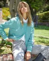 Monrow Cashmere Cardigan In Heather Grey/nile Stripe