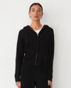 Monrow Cashmere Zip Up Hoody In Black