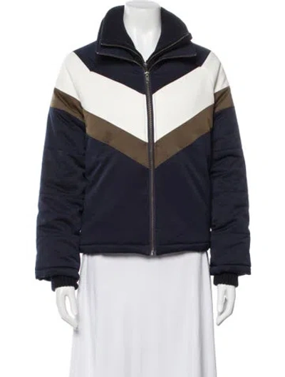 Pre-owned Monrow Colorblock Pattern Jacket In Blue