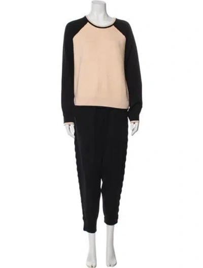Pre-owned Monrow Colorblock Pattern Pant Set In Black