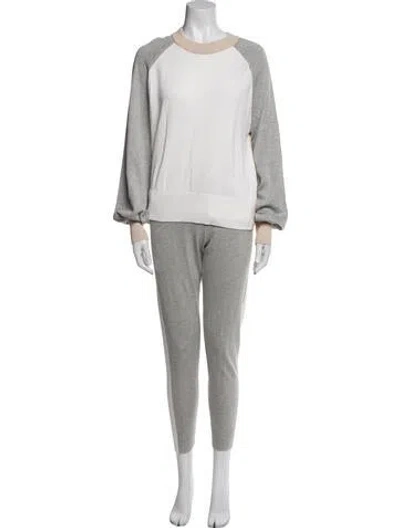 Pre-owned Monrow Colorblock Pattern Pant Set In Gray