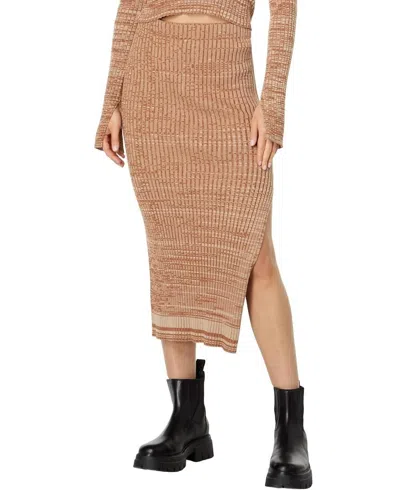 Monrow Cosmo Rib Sweater Midi Skirt In Brown