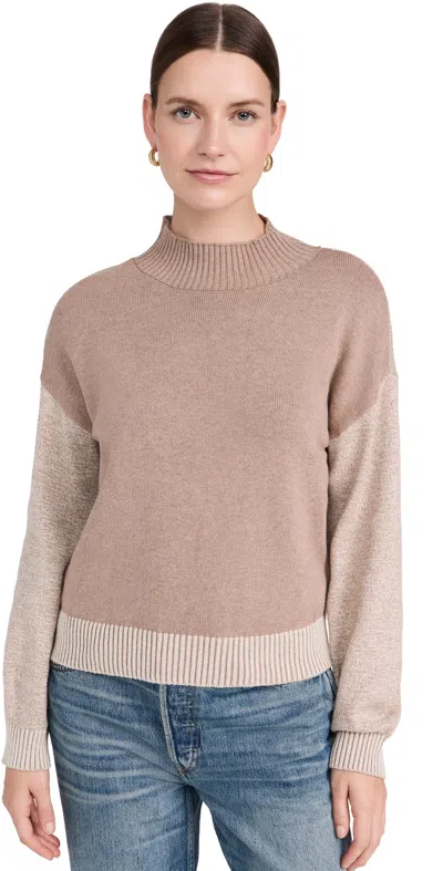 Monrow Organic Cotton Cashmere Funnel Sweater Walnut