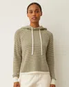 Monrow Cotton Cashmere Stripe Lounge Hoody In Army Stripe