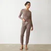 Monrow Cozy Thermal Cuff Sweatpants In Walnut In Pecan