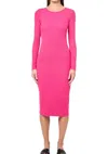 Monrow Cozy Rib Long Sleeve Maxi Dress In Fuschia In Pink