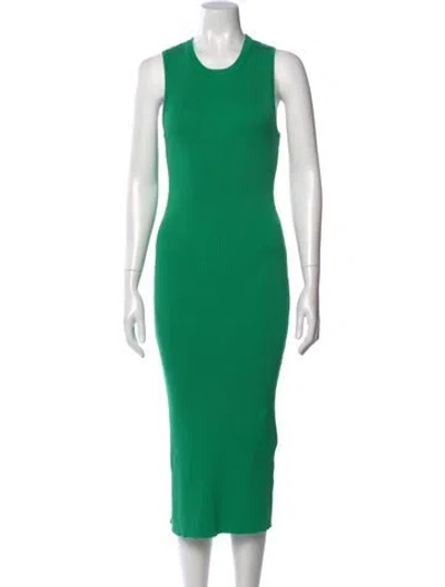 Pre-owned Monrow Crew Neck Long Dress In Green