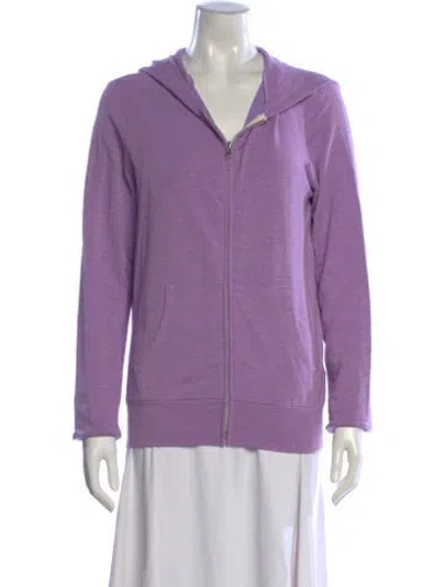 Pre-owned Monrow Crew Neck Long Sleeve Hoodie In Purple