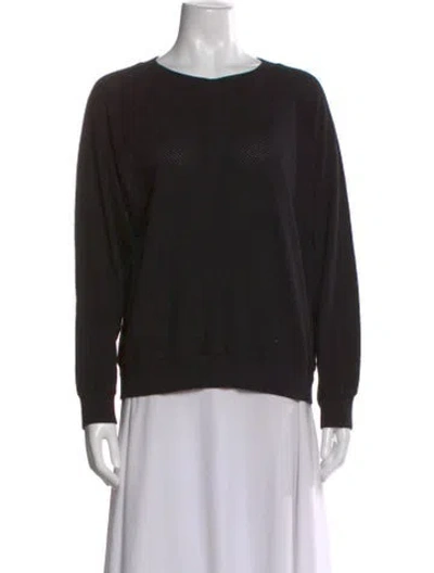 Pre-owned Monrow Crew Neck Long Sleeve Sweatshirt In Black