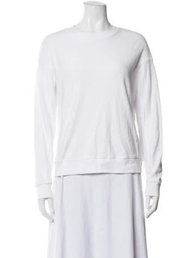 Pre-owned Monrow Crew Neck Long Sleeve Sweatshirt In White