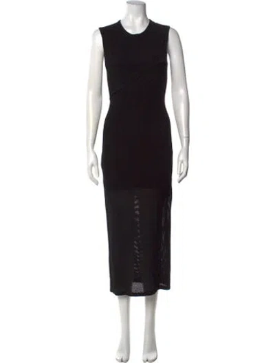 Pre-owned Monrow Crew Neck Midi Length Dress In Black