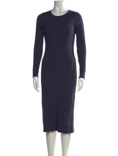Pre-owned Monrow Crew Neck Midi Length Dress In Blue