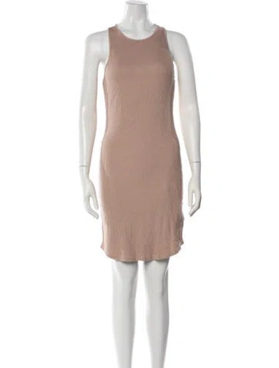Pre-owned Monrow Crew Neck Mini Dress W/ Tags In Neutral