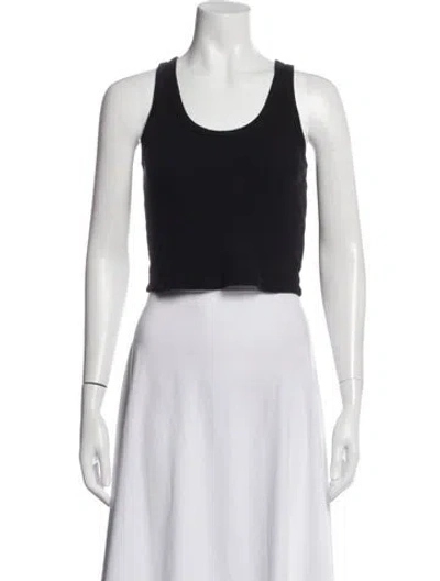 Pre-owned Monrow Crew Neck Sleeveless Crop Top In Black