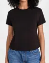Monrow Textured Tri-blend Basic Crew Neck Tee In Black