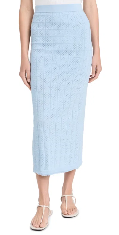 Monrow Crochet Knit Midi Skirt Soft Blue In 浅蓝