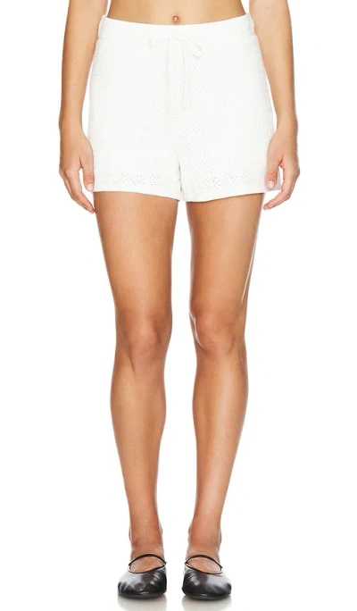 Monrow Crochet Knit Short In Ivory