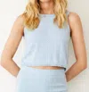 Monrow Crochet Knit Tank In Blue