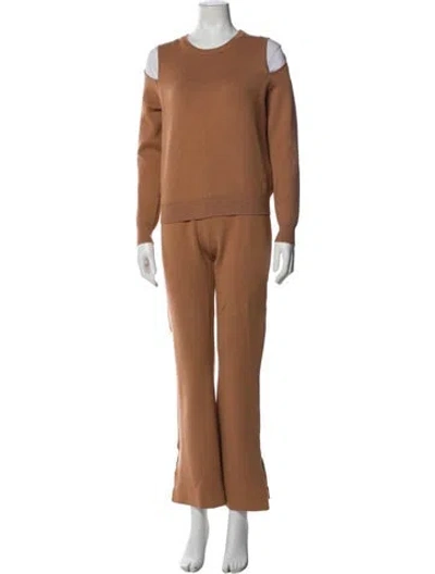 Pre-owned Monrow Cutout Accent Pant Set In Brown