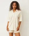 Monrow Diamond Terry Cloth Oversized Shirt In Natural White In Natural