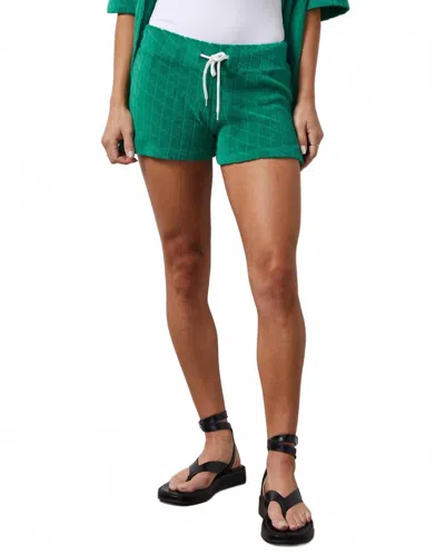 Monrow Diamond Terry Cloth Vintage Short In Natural In Green